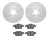 7302-20020 Drilled/Slotted Brake Rotor with 3000-Series Ceramic Brake Pads Kit [Silver], 2006-2008 Jaguar, Position: Front - image 1