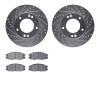 7302-21009 Drilled/Slotted Brake Rotor with 3000-Series Ceramic Brake Pads Kit [Silver], 2003-2006 Kia/Hyundai/Genesis, Position - image 1