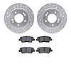 7302-21036 Drilled/Slotted Brake Rotor with 3000-Series Ceramic Brake Pads Kit [Silver], Fits Select Kia/Hyundai/Genesis, Positi - image 1