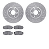 7302-21038 Drilled/Slotted Brake Rotor with 3000-Series Ceramic Brake Pads Kit [Silver], 2015-2021 Kia/Hyundai/Genesis, Position - image 1