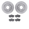 7302-27002 Drilled/Slotted Brake Rotor with 3000-Series Ceramic Brake Pads Kit [Silver], 2000-2004 Volvo, Position: Front - image 1