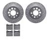 7302-27005 Drilled/Slotted Brake Rotor with 3000-Series Ceramic Brake Pads Kit [Silver], 1974-1997 Volvo, Position: Rear - image 1