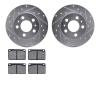 7302-27008 Drilled/Slotted Brake Rotor with 3000-Series Ceramic Brake Pads Kit [Silver], 1967-1972 Volvo, Position: Front - image 1