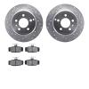 7302-27027 Drilled/Slotted Brake Rotor with 3000-Series Ceramic Brake Pads Kit [Silver], 1996-1997 Volvo, Position: Rear - image 1