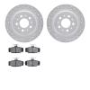 7302-27030 Drilled/Slotted Brake Rotor with 3000-Series Ceramic Brake Pads Kit [Silver], 1998-2000 Volvo, Position: Rear - image 1