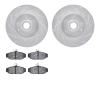 7302-27039 Drilled/Slotted Brake Rotor with 3000-Series Ceramic Brake Pads Kit [Silver], 1983-1987 Volvo, Position: Front - image 1