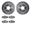 7302-27041 Drilled/Slotted Brake Rotor with 3000-Series Ceramic Brake Pads Kit [Silver], 1983-1990 Volvo, Position: Front - image 1
