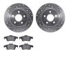 7302-27056 Drilled/Slotted Brake Rotor with 3000-Series Ceramic Brake Pads Kit [Silver], 2004-2013 Volvo, Position: Rear - image 1