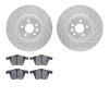 7302-27057 Drilled/Slotted Brake Rotor with 3000-Series Ceramic Brake Pads Kit [Silver], 2007-2016 Volvo, Position: Front - image 1