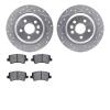7302-27061 Drilled/Slotted Brake Rotor with 3000-Series Ceramic Brake Pads Kit [Silver], 2007-2018 Volvo, Position: Rear - image 1