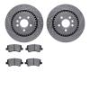 7302-27064 Drilled/Slotted Brake Rotor with 3000-Series Ceramic Brake Pads Kit [Silver], 2008-2018 Volvo, Position: Rear - image 1