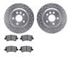 7302-27065 Drilled/Slotted Brake Rotor with 3000-Series Ceramic Brake Pads Kit [Silver], 2008-2008 Volvo, Position: Rear - image 1