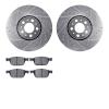 7302-27071 Drilled/Slotted Brake Rotor with 3000-Series Ceramic Brake Pads Kit [Silver], 2003-2014 Volvo, Position: Front - image 1