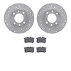 7302-28002 Drilled/Slotted Brake Rotor with 3000-Series Ceramic Brake Pads Kit [Silver], 1989-1991 Peugeot, Position: Rear - image 1