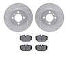 7302-31006 Drilled/Slotted Brake Rotor with 3000-Series Ceramic Brake Pads Kit [Silver], 1984-1991 BMW, Position: Front - image 1