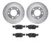 7302-31013 Drilled/Slotted Brake Rotor with 3000-Series Ceramic Brake Pads Kit [Silver], 1982-1989 BMW, Position: Front - image 1