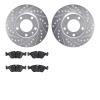 7302-31015 Drilled/Slotted Brake Rotor with 3000-Series Ceramic Brake Pads Kit [Silver], 1988-1991 BMW, Position: Front - image 1
