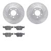 7302-31023 Drilled/Slotted Brake Rotor with 3000-Series Ceramic Brake Pads Kit [Silver], 1995-2002 BMW, Position: Front - image 1