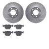 7302-31040 Drilled/Slotted Brake Rotor with 3000-Series Ceramic Brake Pads Kit [Silver], 1995-2001 BMW, Position: Front - image 1