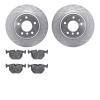 7302-31048 Drilled/Slotted Brake Rotor with 3000-Series Ceramic Brake Pads Kit [Silver], 1991-2001 BMW, Position: Rear - image 1