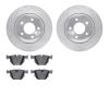 7302-31055 Drilled/Slotted Brake Rotor with 3000-Series Ceramic Brake Pads Kit [Silver], 2004-2010 BMW, Position: Rear - image 1