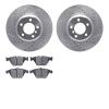 7302-31067 Drilled/Slotted Brake Rotor with 3000-Series Ceramic Brake Pads Kit [Silver], 2002-2008 BMW, Position: Front - image 1