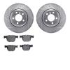 7302-31072 Drilled/Slotted Brake Rotor with 3000-Series Ceramic Brake Pads Kit [Silver], 2002-2005 BMW, Position: Rear - image 1
