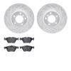 7302-31083 Drilled/Slotted Brake Rotor with 3000-Series Ceramic Brake Pads Kit [Silver], 2006-2012 BMW, Position: Front - image 1