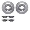 7302-31090 Drilled/Slotted Brake Rotor with 3000-Series Ceramic Brake Pads Kit [Silver], 2006-2015 BMW, Position: Rear - image 1