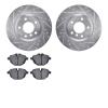 7302-31104 Drilled/Slotted Brake Rotor with 3000-Series Ceramic Brake Pads Kit [Silver], 2011-2016 BMW, Position: Rear - image 1