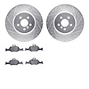 7302-31125 Drilled/Slotted Brake Rotor with 3000-Series Ceramic Brake Pads Kit [Silver], Fits Select BMW, Position: Front - image 1