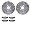 7302-39016 Drilled/Slotted Brake Rotor with 3000-Series Ceramic Brake Pads Kit [Silver], 1989-1995 Mopar, Position: Rear - image 1