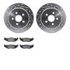 7302-39018 Drilled/Slotted Brake Rotor with 3000-Series Ceramic Brake Pads Kit [Silver], 1995-2003 Mopar, Position: Rear - image 1