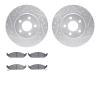 7302-39022 Drilled/Slotted Brake Rotor with 3000-Series Ceramic Brake Pads Kit [Silver], 1995-2000 Mopar, Position: Front - image 1