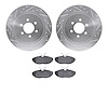7302-40009 Drilled/Slotted Brake Rotor with 3000-Series Ceramic Brake Pads Kit [Silver], 2001-2002 Mopar, Position: Rear - image 1