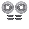 7302-40011 Drilled/Slotted Brake Rotor with 3000-Series Ceramic Brake Pads Kit [Silver], 2001-2007 Mopar, Position: Rear - image 1