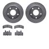 7302-40037 Drilled/Slotted Brake Rotor with 3000-Series Ceramic Brake Pads Kit [Silver], 1994-1999 Mopar, Position: Front - image 1