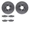 7302-40052 Drilled/Slotted Brake Rotor with 3000-Series Ceramic Brake Pads Kit [Silver], 1991-1995 Mopar, Position: Front - image 1