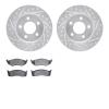 7302-40058 Drilled/Slotted Brake Rotor with 3000-Series Ceramic Brake Pads Kit [Silver], 1993-1997 Mopar, Position: Front - image 1