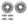 7302-42020 Drilled/Slotted Brake Rotor with 3000-Series Ceramic Brake Pads Kit [Silver], 1999-2004 Mopar, Position: Rear - image 1