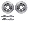 7302-42026 Drilled/Slotted Brake Rotor with 3000-Series Ceramic Brake Pads Kit [Silver], 2005-2010 Mopar, Position: Front - image 1