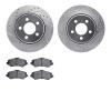 7302-42030 Drilled/Slotted Brake Rotor with 3000-Series Ceramic Brake Pads Kit [Silver], 2007-2012 Mopar, Position: Front - image 1