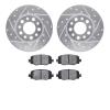 7302-42046 Drilled/Slotted Brake Rotor with 3000-Series Ceramic Brake Pads Kit [Silver], Fits Select Mopar, Position: Rear - image 1