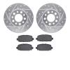7302-42052 Drilled/Slotted Brake Rotor with 3000-Series Ceramic Brake Pads Kit [Silver], Fits Select Mopar, Position: Rear - image 1