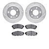 7302-45001 Drilled/Slotted Brake Rotor with 3000-Series Ceramic Brake Pads Kit [Silver], 1986-1992 GM, Position: Front - image 1