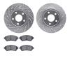 7302-45012 Drilled/Slotted Brake Rotor with 3000-Series Ceramic Brake Pads Kit [Silver], 1997-2005 GM, Position: Front - image 1