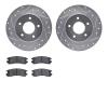 7302-45013 Drilled/Slotted Brake Rotor with 3000-Series Ceramic Brake Pads Kit [Silver], 1994-1999 GM, Position: Rear - image 1