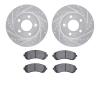 7302-45018 Drilled/Slotted Brake Rotor with 3000-Series Ceramic Brake Pads Kit [Silver], 2001-2007 GM, Position: Front - image 1