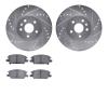 7302-45032 Drilled/Slotted Brake Rotor with 3000-Series Ceramic Brake Pads Kit [Silver], Fits Select GM, Position: Front - image 1
