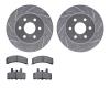 7302-46007 Drilled/Slotted Brake Rotor with 3000-Series Ceramic Brake Pads Kit [Silver], 1998-1999 GM, Position: Front - image 1